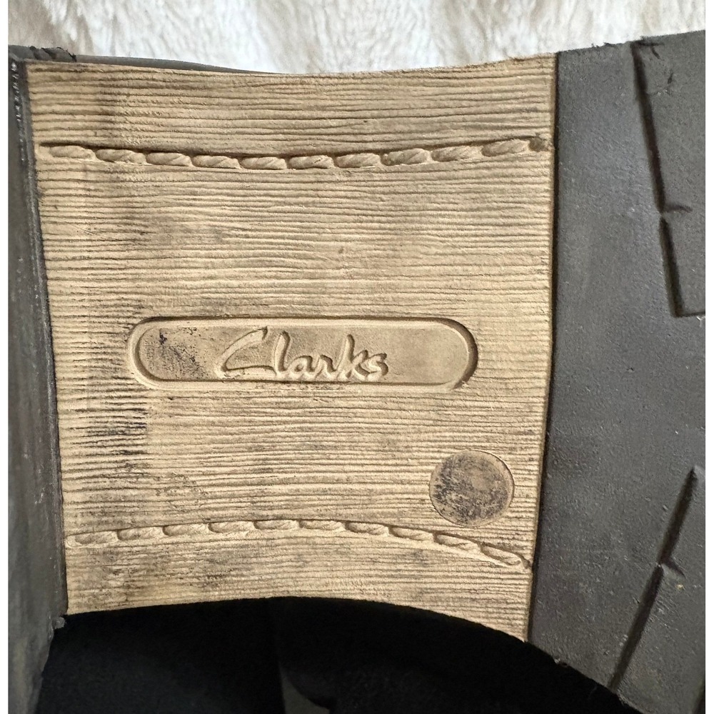 Clarks Womens Black Leather Suede Moto Boots Mid Calf Buckle Zip 66575 Size 9M - Picture 9 of 9